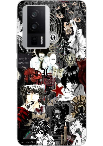 Poco F5 Pro Uyumlu Death Note Kolaj Tasarımlı Baskılı Silikon Kılıf