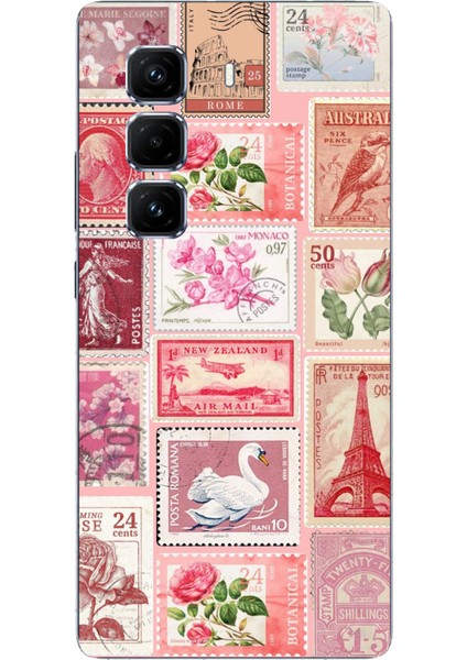 Infinix Hot 50 Pro Plus Uyumlu Pembe Posta Pulları Baskılı Silikon Kılıf