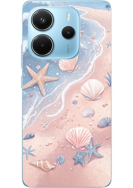 Redmi Note 14 4g Uyumlu Sahil Deniz Kabuğu Baskılı Silikon Kılıf