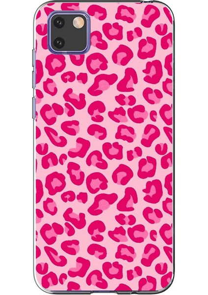 Huawei Y5P Uyumlu Pembe Leopar Tasarımlı Baskılı Silikon Kılıf