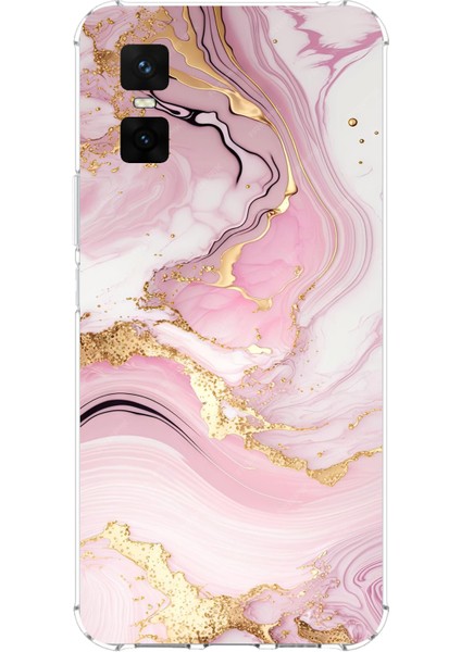 Infinix Gt 30 Pro Uyumlu Pembe Mermer Baskılı Silikon Kılıf