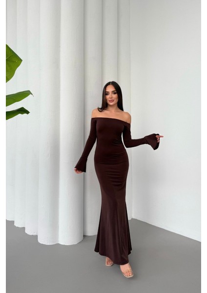 Kadın Drapeli Uzun Kollu Modanna Yaka Detaylı Uzun Elbise fırsatları