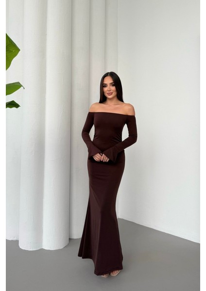 Kadın Drapeli Uzun Kollu Modanna Yaka Detaylı Uzun Elbise indirimleri