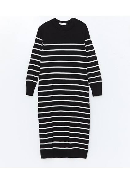 Yeni Sezon Bisiklet Yaka Çizgili Kadın Triko Elbise indirimleri