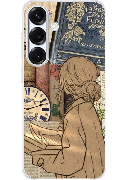 Samsung Galaxy S25 Uyumlu Retro Gazete Kadın Tasarımlı Baskılı Silikon Kılıf