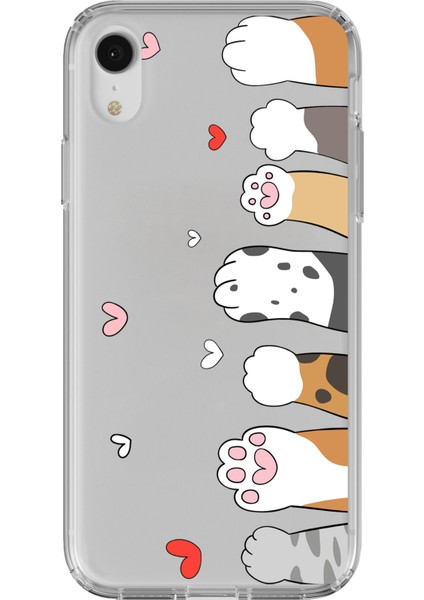iPhone Xr Uyumlu Sevimli Kedi Patiler Tasarımlı Baskılı Silikon Kılıf