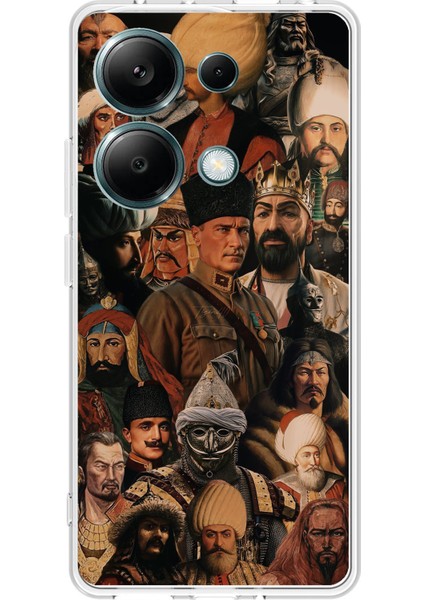Redmi Note 13 Pro 4g Uyumlu Türk Büyükleri Kolaj Baskılı Silikon Kılıf