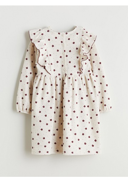 Yeni Sezon Bisiklet Yaka Çiçekli Kız Çocuk Elbise modelleri
