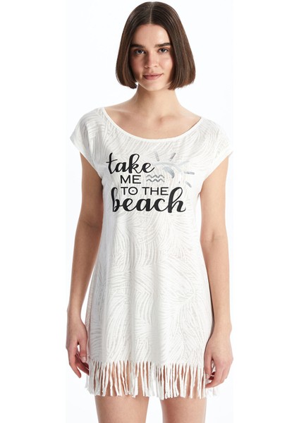 Yeni Sezon Bisiklet Yaka Baskılı Kısa Kollu Kadın Plaj Elbisesi fiyatları