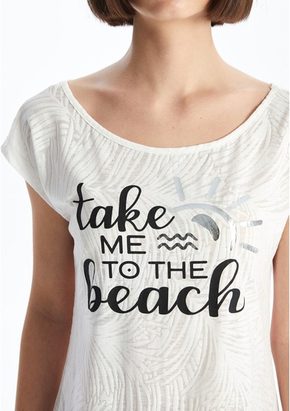 Yeni Sezon Bisiklet Yaka Baskılı Kısa Kollu Kadın Plaj Elbisesi modelleri