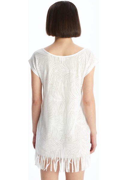 Yeni Sezon Bisiklet Yaka Baskılı Kısa Kollu Kadın Plaj Elbisesi fırsatları