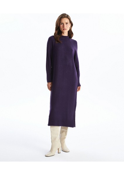 Yeni Sezon Bisiklet Yaka Kadın Triko Elbise