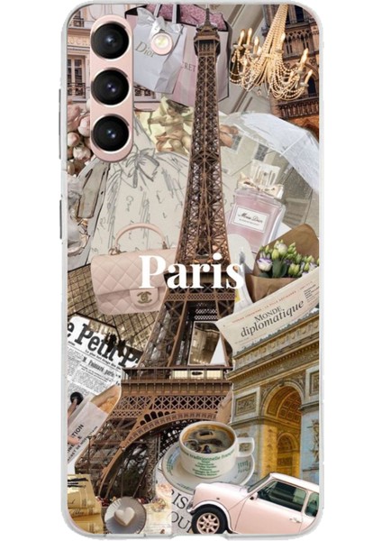 Samsung Galaxy S21 Uyumlu Paris Kolaj Baskılı Silikon Kılıf
