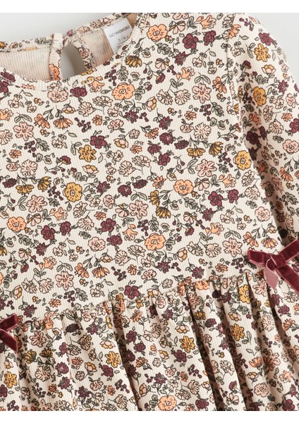 Yeni Sezon Bisiklet Yaka Çiçekli Kız Çocuk Elbise fiyatları