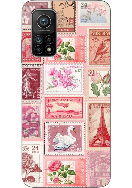 Xiaomi Mi 10T - 10T Pro Uyumlu Pembe Posta Pulları Baskılı Silikon Kılıf
