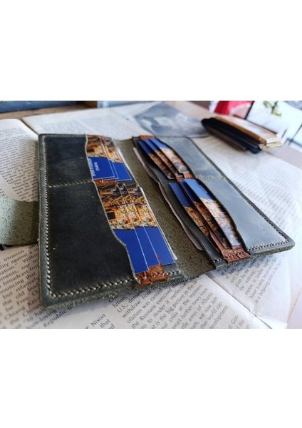 Kesimden Dikime Tamamen El Emeği Gerçek Deri Cüzdan 12 Kart 2 Banknot Alanı (19.4cm*8,5cm) Nul1 modelleri