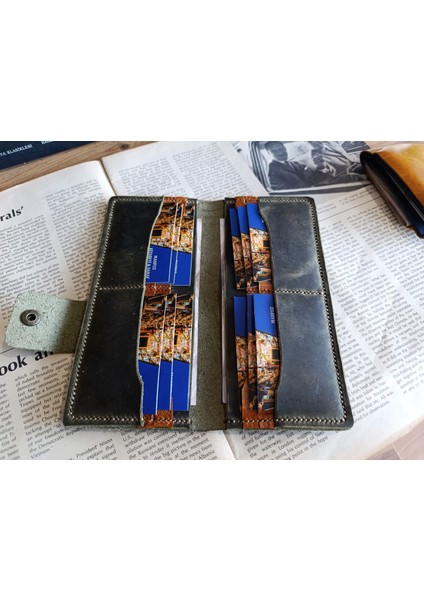 Kesimden Dikime Tamamen El Emeği Gerçek Deri Cüzdan 12 Kart 2 Banknot Alanı (19.4cm*8,5cm) Nul1