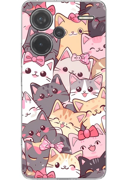 Redmi Note 13 Pro Plus 5g Uyumlu Sevimli Kediler Baskılı Silikon Kılıf