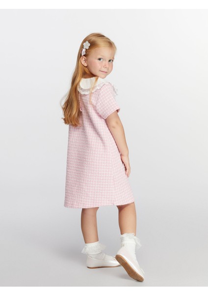 Yeni Sezon Bebe Yaka Ekose Kız Çocuk Elbise