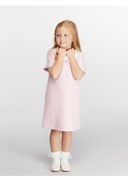Yeni Sezon Bebe Yaka Ekose Kız Çocuk Elbise modelleri