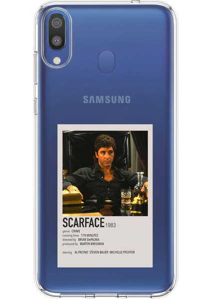 Samsung Galaxy M20 Uyumlu Scarface Mini Poster Tasarımlı Baskılı Silikon Kılıf