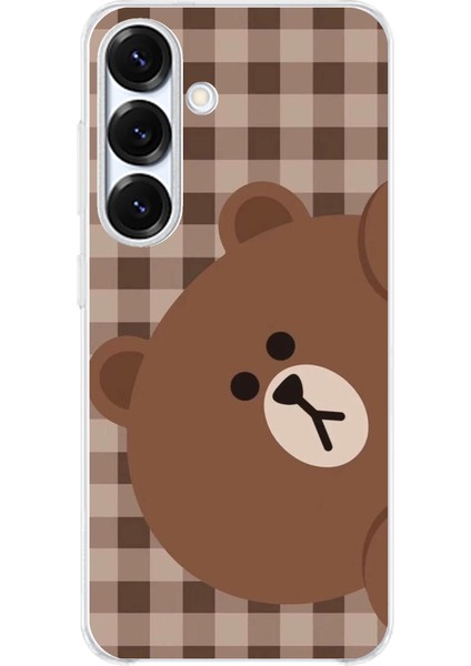 Samsung Galaxy S25 Plus Uyumlu Kahverengi Ayı Yan Tasarımlı Baskılı Silikon Kılıf