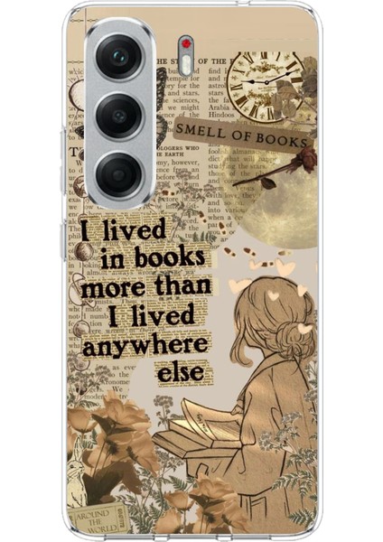 Tecno Camon 40 Pro Uyumlu Kitap Okuyan Kadın Retro Baskılı Silikon Kılıf