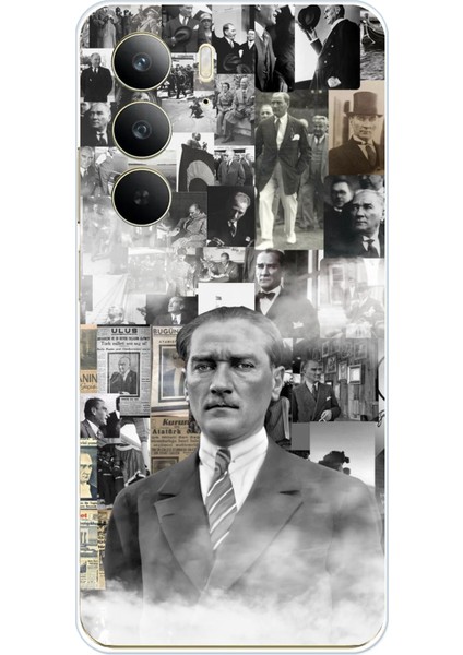 Realme C75 Uyumlu Mustafa Kemal Atatürk Kolaj Baskılı Silikon Kılıf