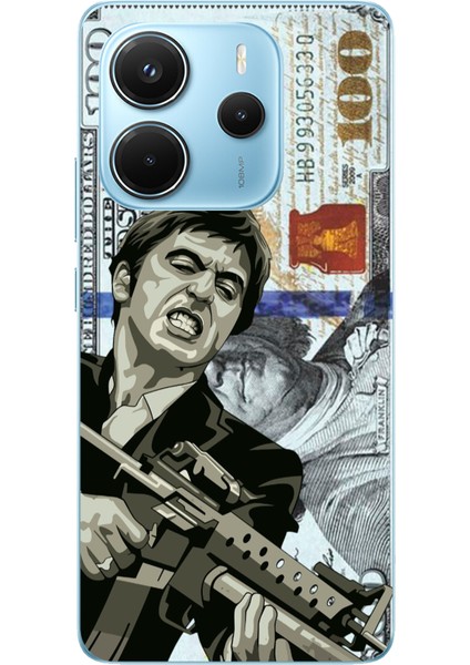 Redmi Note 14 4g Uyumlu Scarface Dolar Tasarımlı Baskılı Silikon Kılıf