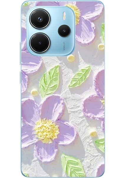Redmi Note 14 4g Uyumlu Mor Papatyalar Sulu Boya Baskılı Silikon Kılıf