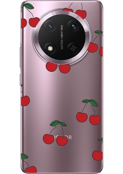 Honor Magic 7 Lite Uyumlu Kirazlar Tasarımlı Baskılı Silikon Kılıf