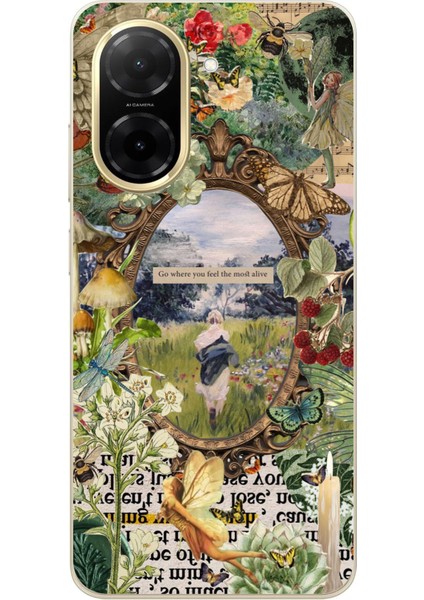 Redmi A5 Uyumlu Yeşil Doğa Baskılı Silikon Kılıf