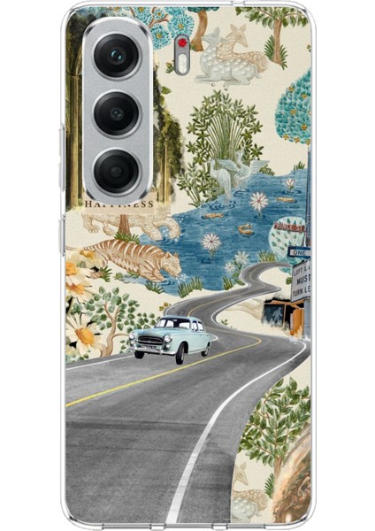 Tecno Camon 40 Pro Uyumlu Yeşil Sanatsal Yol Çiçekler Baskılı Silikon Kılıf