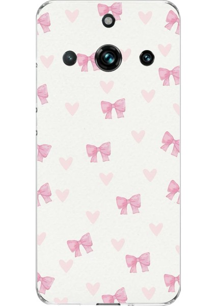 Realme 11 Pro-Pro Plus Uyumlu Fiyonklar ve Pembe Kalpler Baskılı Silikon Kılıf