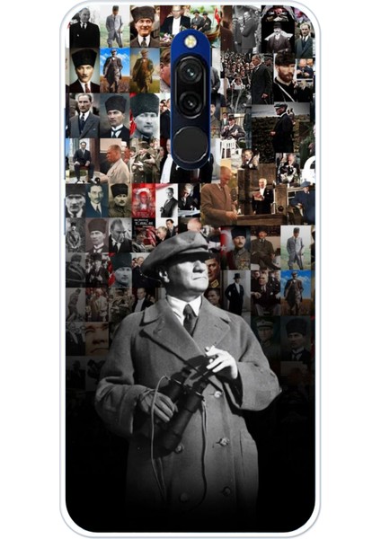 Redmi 8 Uyumlu Atatürk Portre Kolaj Baskılı Silikon Kılıf
