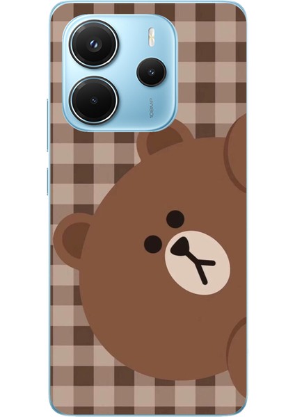 Redmi Note 14 4g Uyumlu Kahverengi Ayı Yan Tasarımlı Baskılı Silikon Kılıf