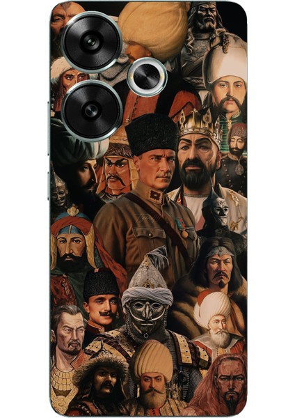 Poco F6 Uyumlu Türk Büyükleri Kolaj Baskılı Silikon Kılıf