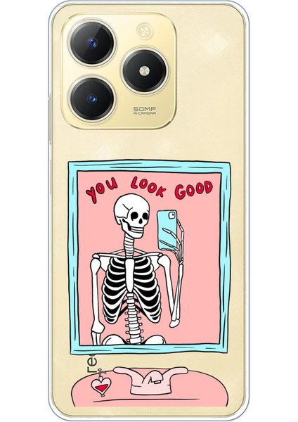 Realme C61 Uyumlu You Look Good Iskelet Tasarımlı Baskılı Silikon Kılıf
