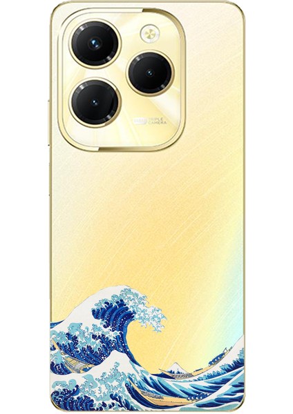 Tecno Spark 20 Pro Uyumlu Kanagawa Oki Nami Ura Dalgası Tasarımlı Baskılı Silikon Kılıf