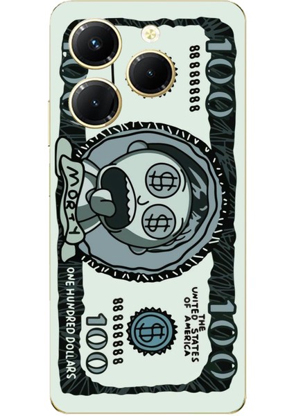 Tecno Spark 20 Pro Uyumlu Morty Dolar Baskılı Silikon Kılıf