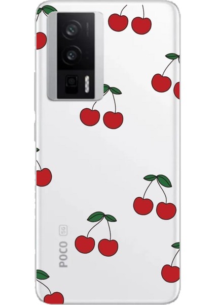 Poco F5 Pro Uyumlu Kirazlar Tasarımlı Baskılı Silikon Kılıf