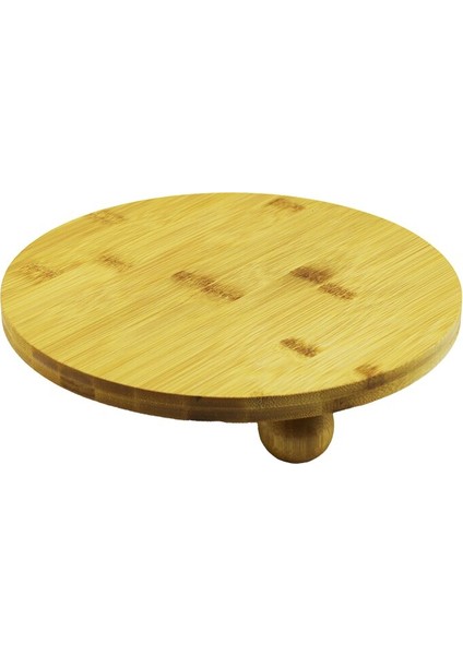 Yuvarlak 24.5cm 3 Mini Top Ayaklı Ahşap Bambu Sunum Tepsisi - Mini Sofra (5361)