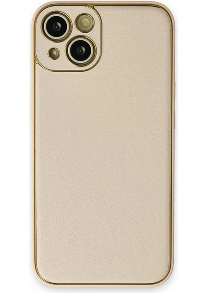 iPhone 14 Plus Kılıf Coco Deri Silikon Kapak - Gold