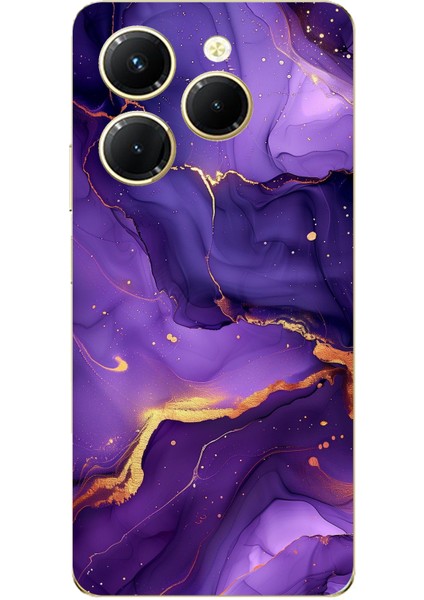 Tecno Spark 20 Pro Uyumlu Ametist Taşı Mor Mermer Baskılı Silikon Kılıf