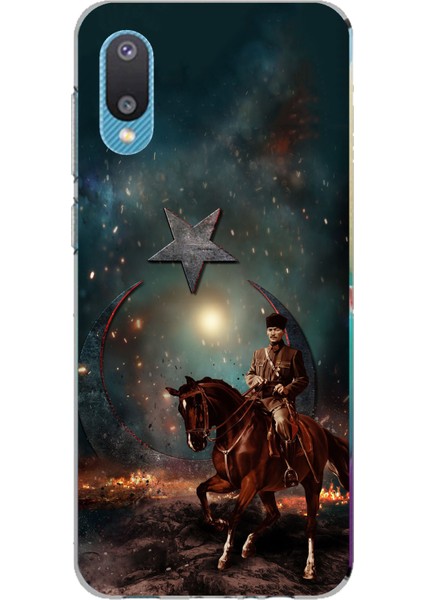 Samsung Galaxy A02 Uyumlu Atatürk At Üstünde Zafer Baskılı Silikon Kılıf