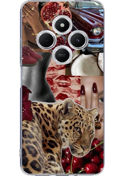 Redmi 14C Uyumlu Leopar Kırmızı Vibes Baskılı Silikon Kılıf