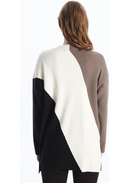 Yeni Sezon Yarım Balıkçı Yaka Renk Bloklu Kadın Triko Tunik fırsatları