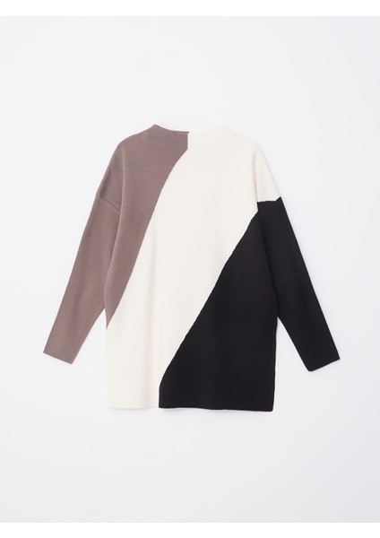 Yeni Sezon Yarım Balıkçı Yaka Renk Bloklu Kadın Triko Tunik indirimleri