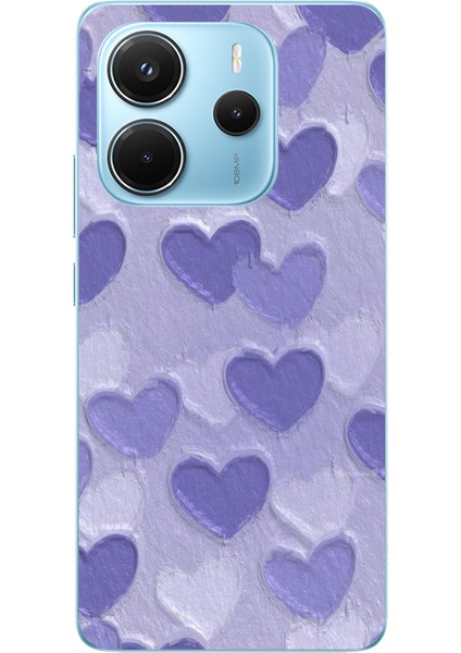 Redmi Note 14 4g Uyumlu Mor Kalpler Tasarımlı Baskılı Silikon Kılıf