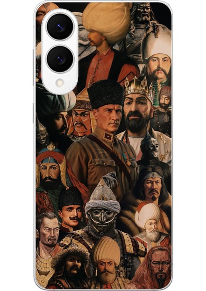 Samsung Galaxy S25 Edge Uyumlu Türk Büyükleri Kolaj Baskılı Silikon Kılıf